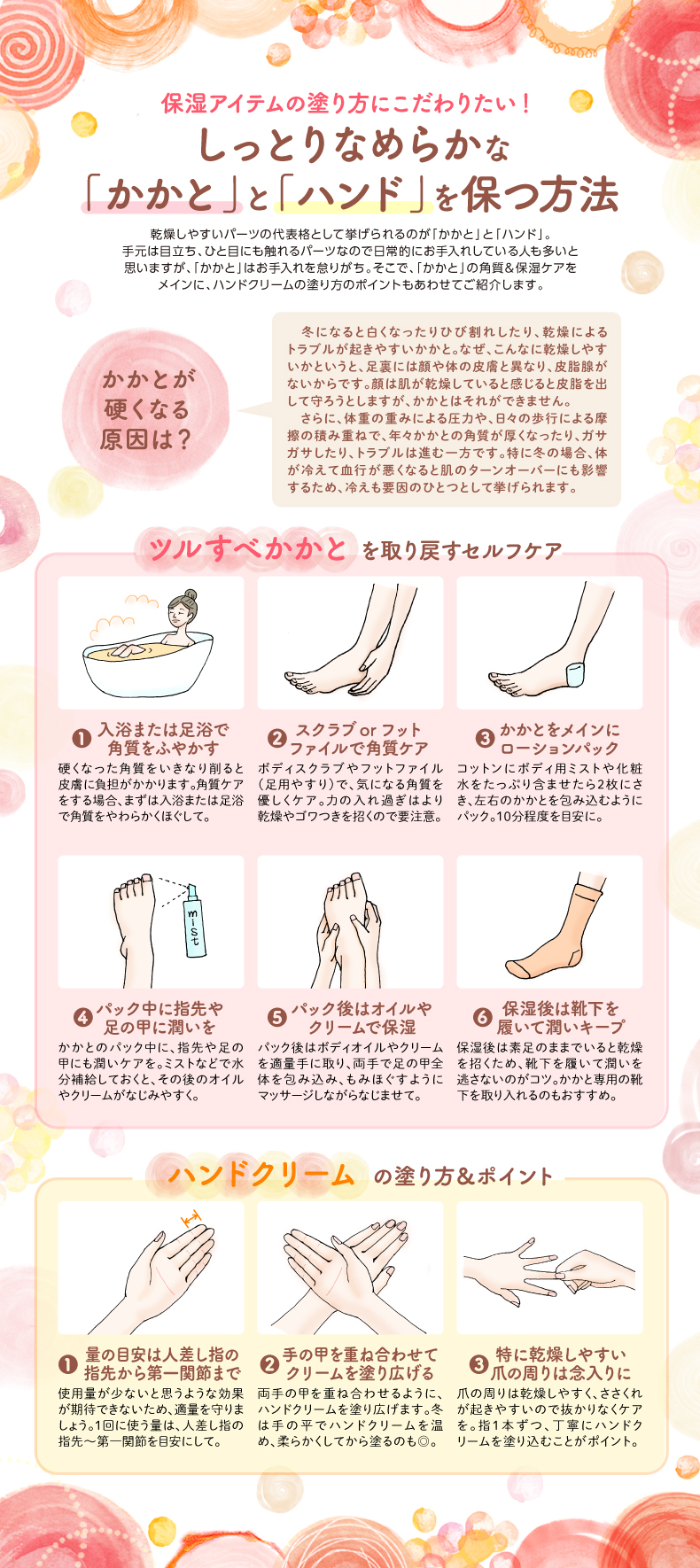 しっとりなめらかな 「かかと」と「ハンド」を保つ方法