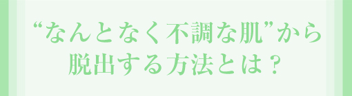 ＜毛穴＞＜ゴワつき＞＜ゆらぎ肌＞
「肌荒れ印象をぬぐいさる３つのケア」