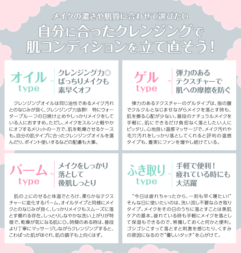 自分に合ったクレンジングで肌コンディションを立て直そう！