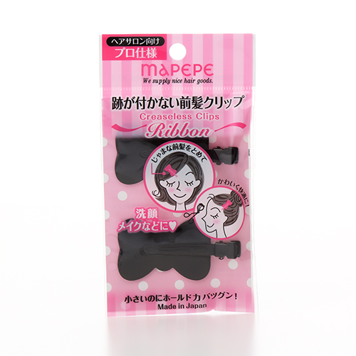 マペペ 跡が付かない前髪クリップ Ribbon BKメイン画像