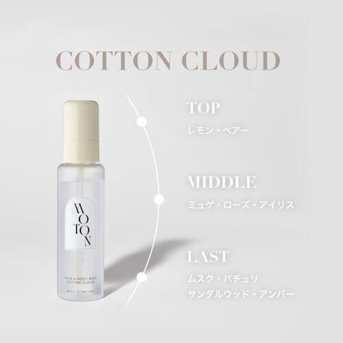 ◇MOTON　ヘア＆ボディミスト　COTTON CLOUD（シリコンバンド付き）◆サブ画像1